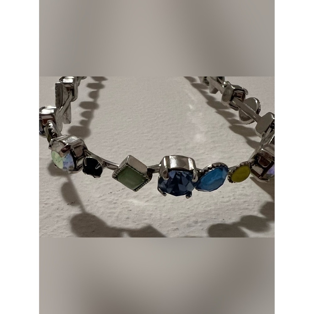Lia Sophia Cache Silver Necklace and matching brac with Blue and Yellow Accents - Picture 4 of 8